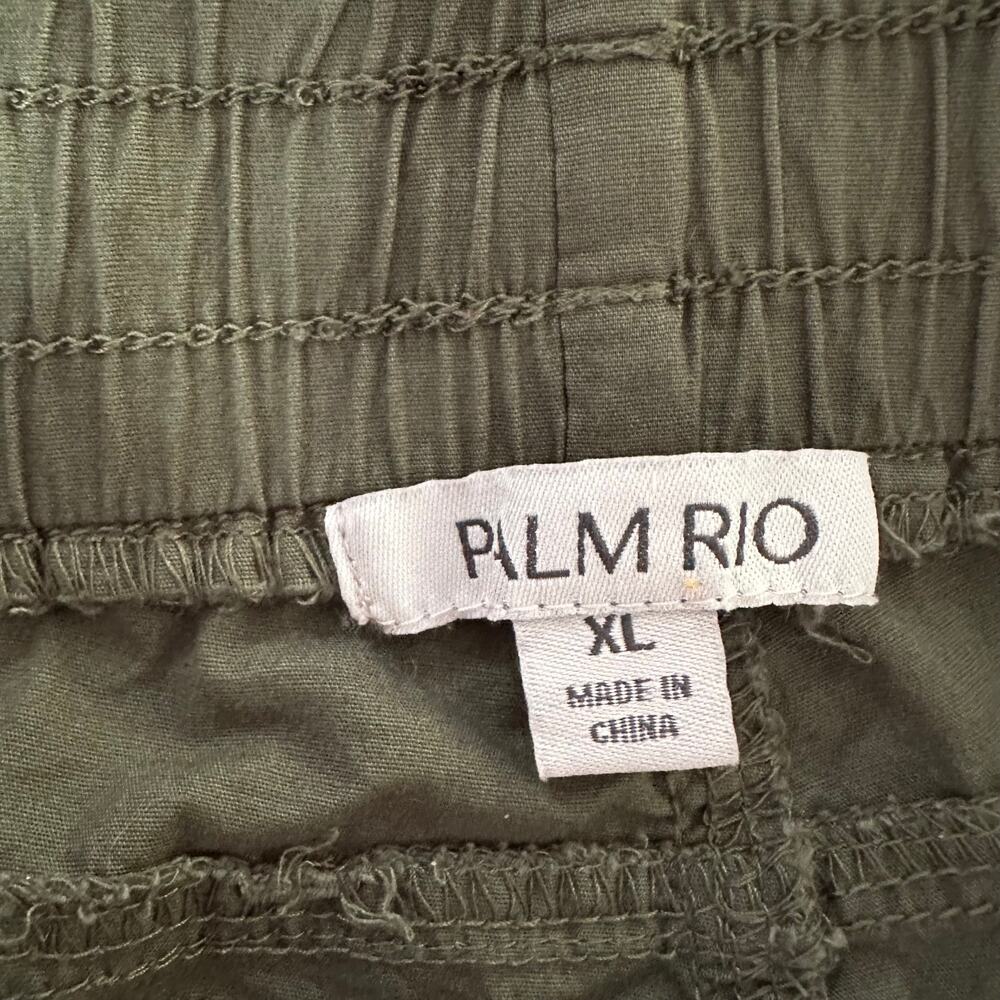 Palm Rio Olive‎ Green Cargo Pants XL Women’s Drawstring Waist Cotton Blend - Picture 3 of 9